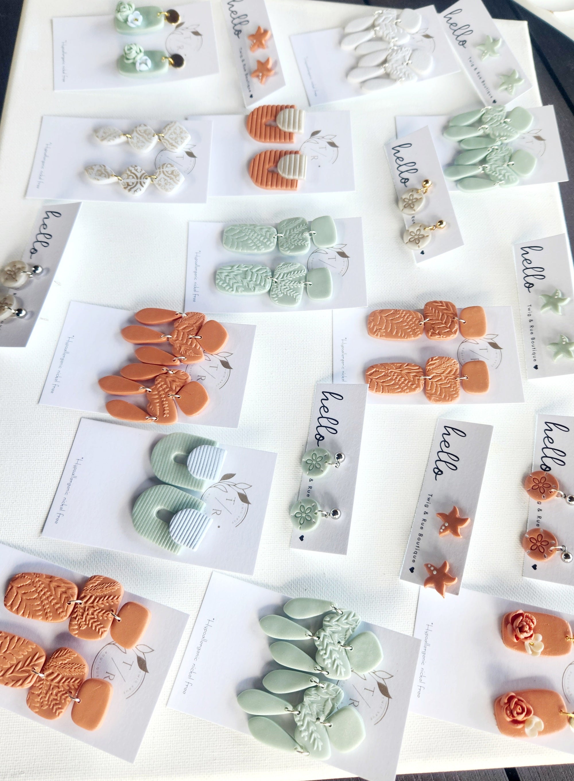 Seaside triple clay dangles