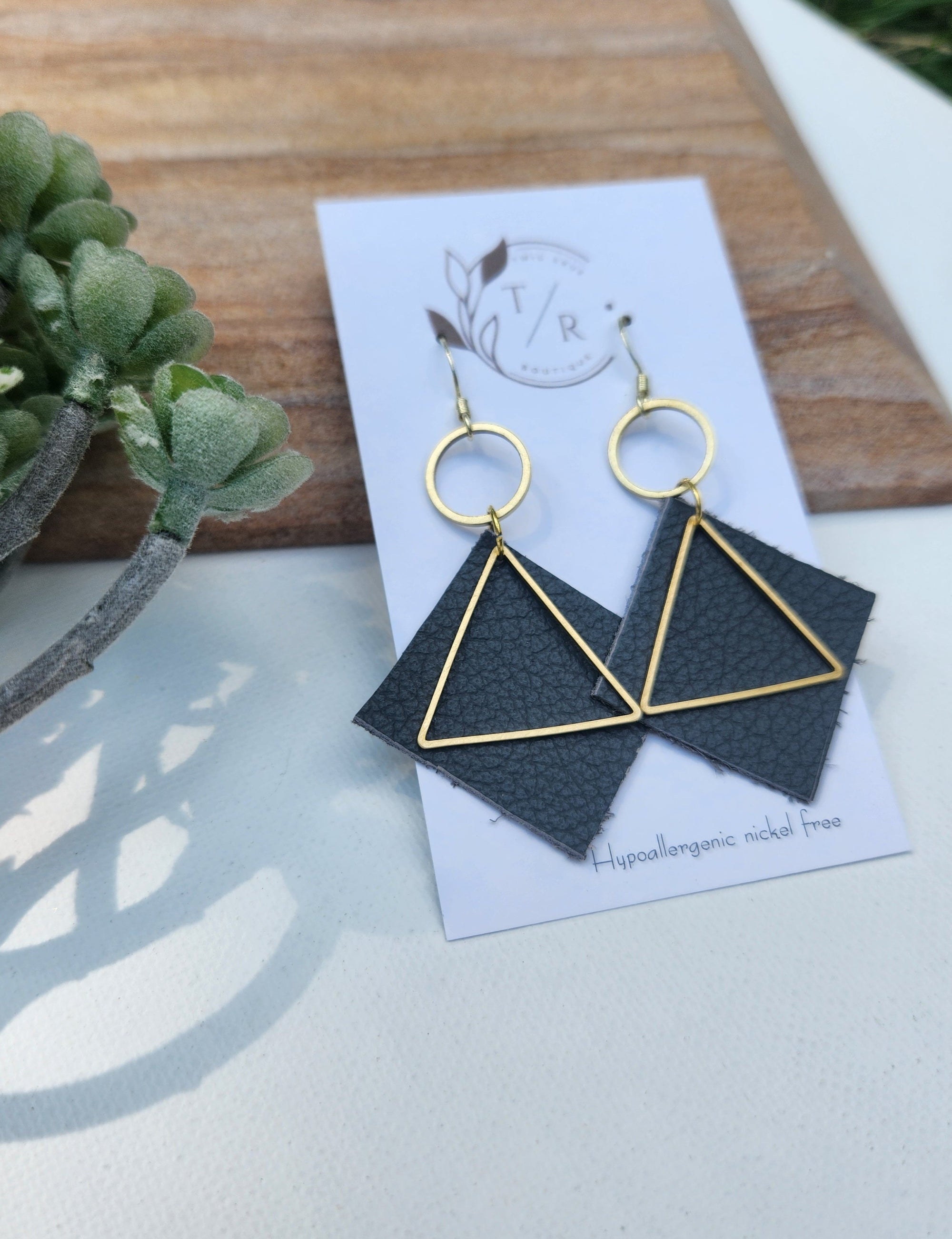 Wren| Geometric genuine leather dangles