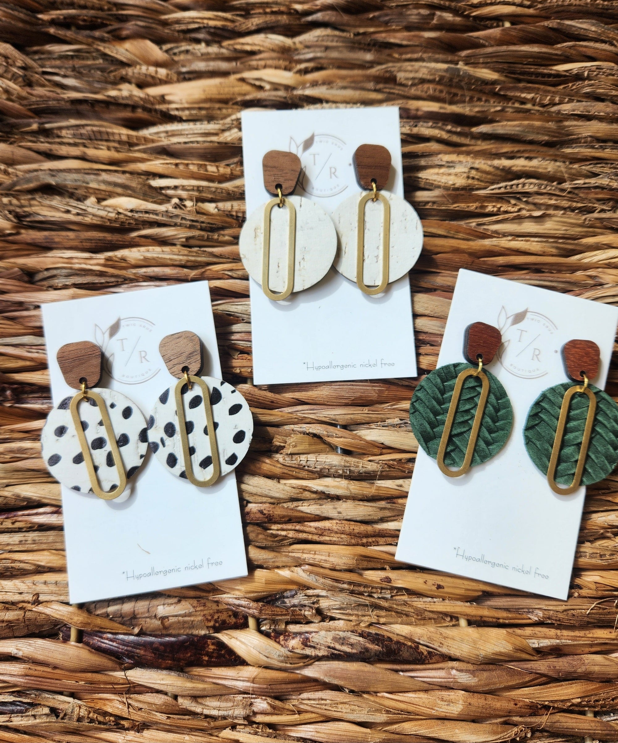 Kate| Genuine leather and wood drops