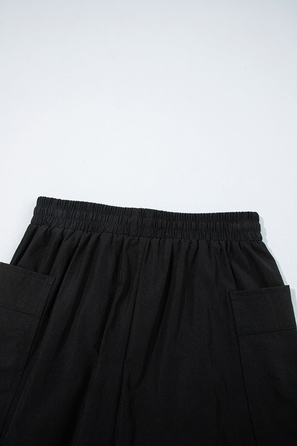 Black Cargo Pocket Elastic Waistband Active Casual Skort
