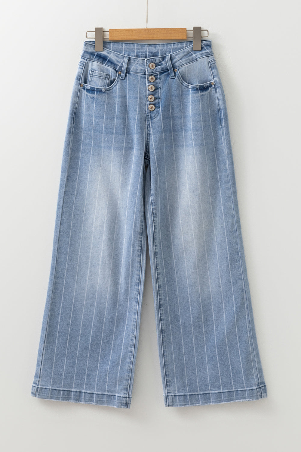 Beau Blue Multi Buttons Wide Leg Jeans