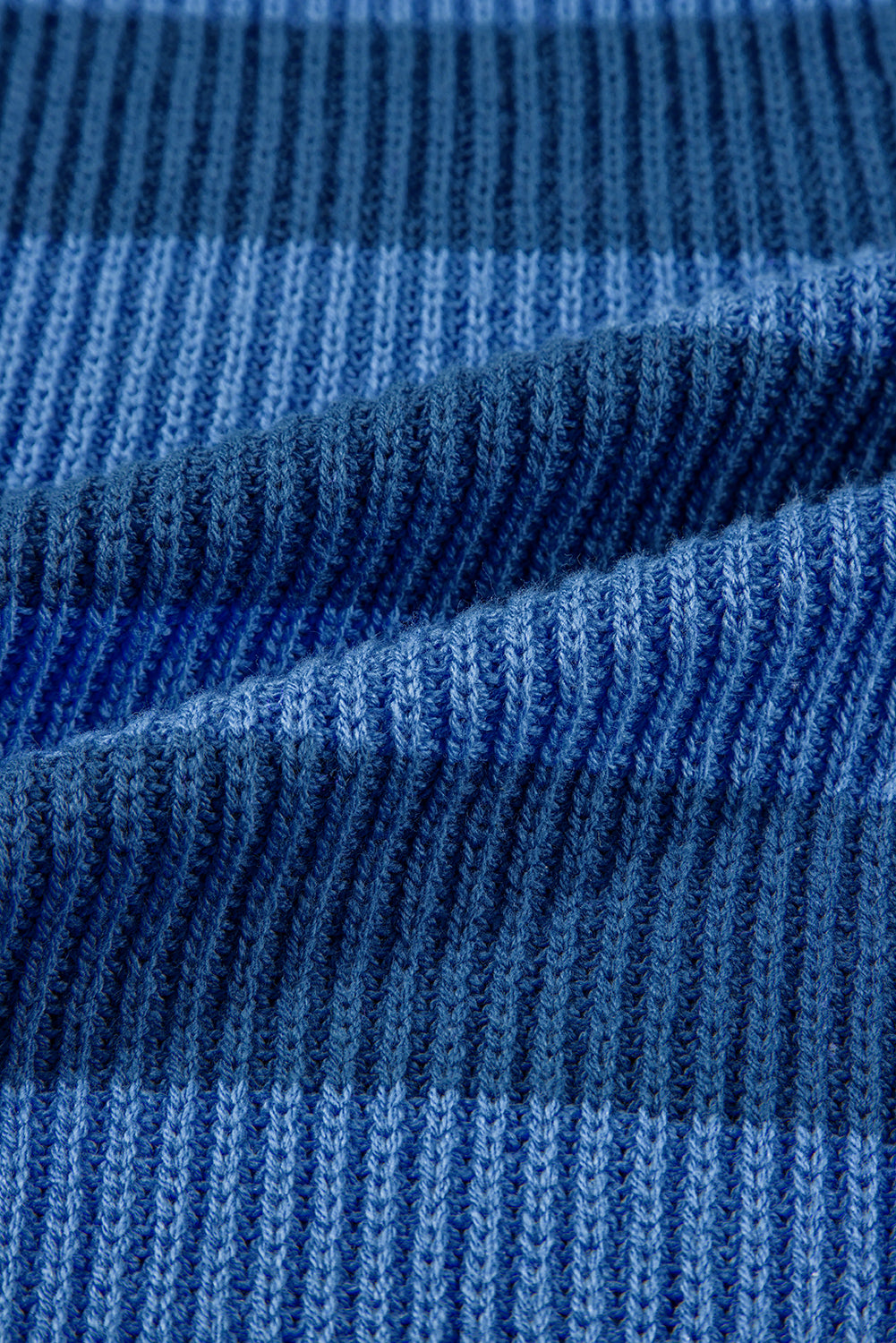 Blue Striped Drop Shoulder Casual Sweater