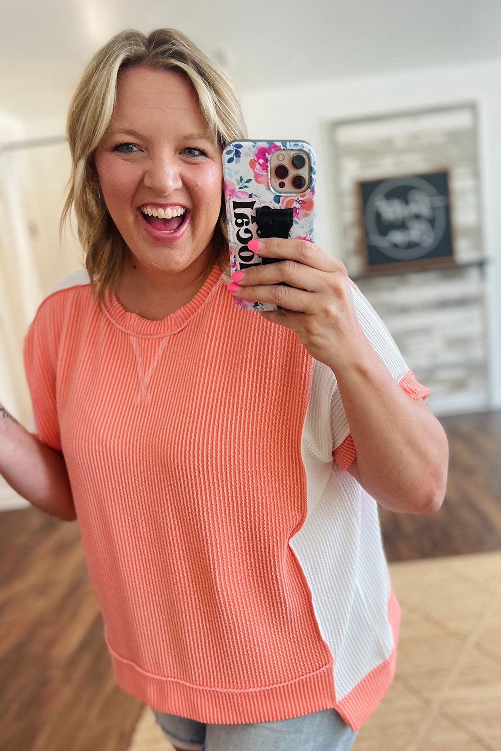 Carrot Twist Rib Colorblock Plus Size Top