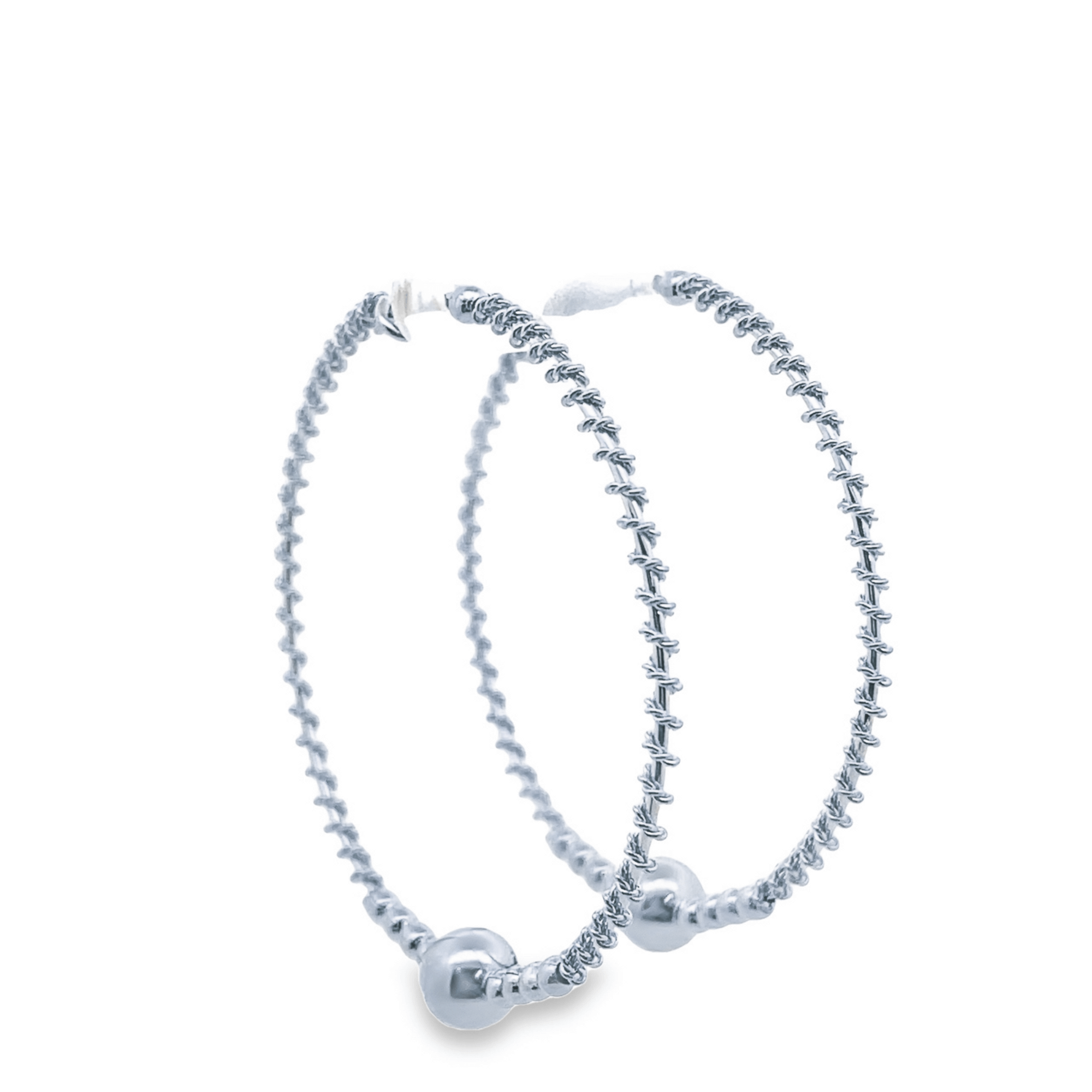 Wire Twisted Beads Hoop Earrings (K85)-1