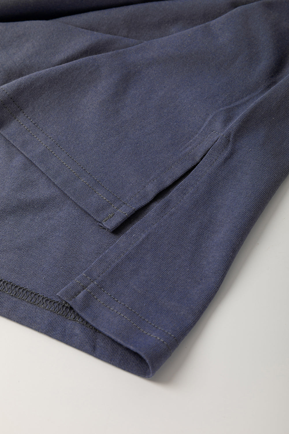 Dark Blue Leopard Colorblock Patchwork Drop Shoulder Top