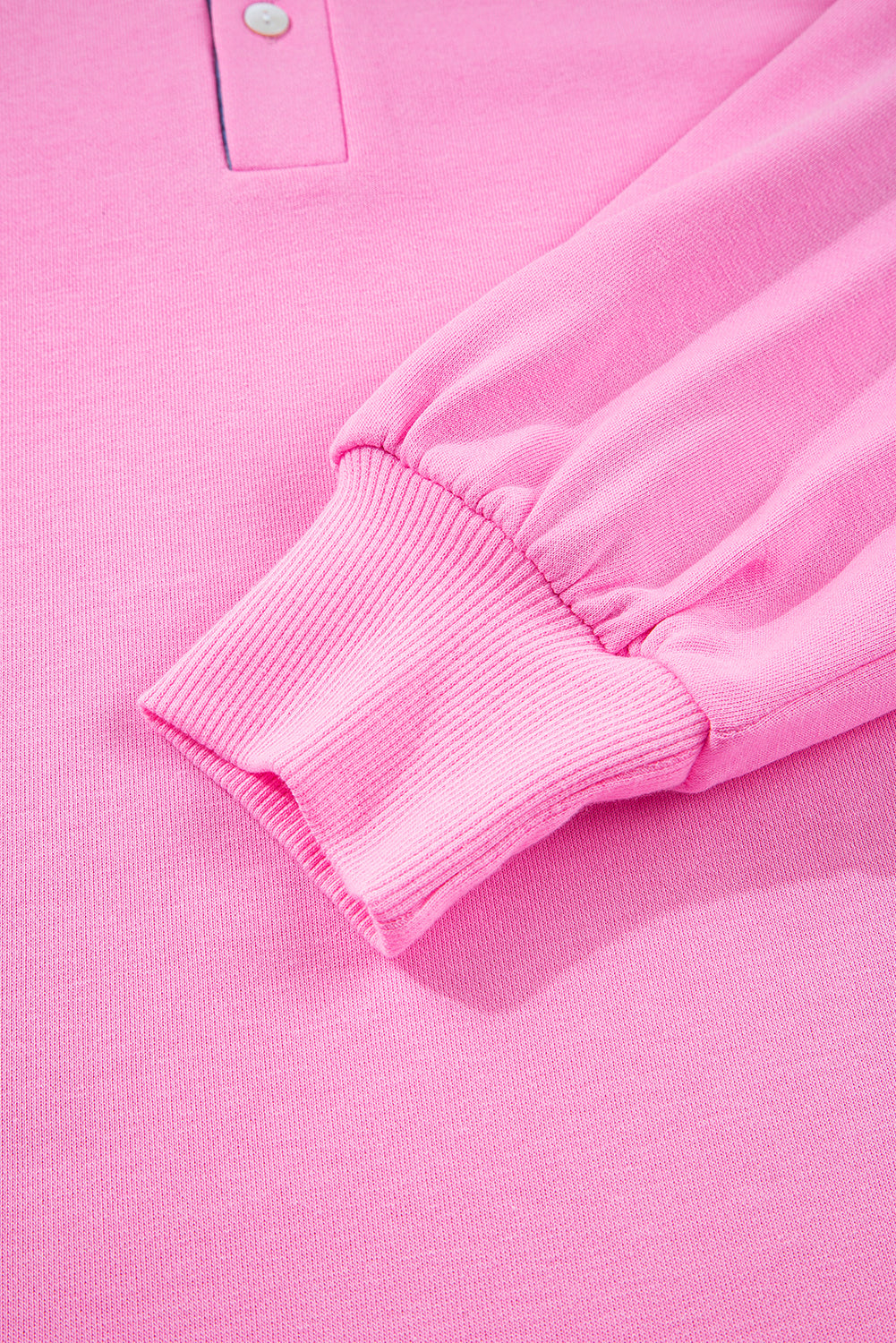 Pink Striped Collar Long Sleeve Ruffle Hem Dress