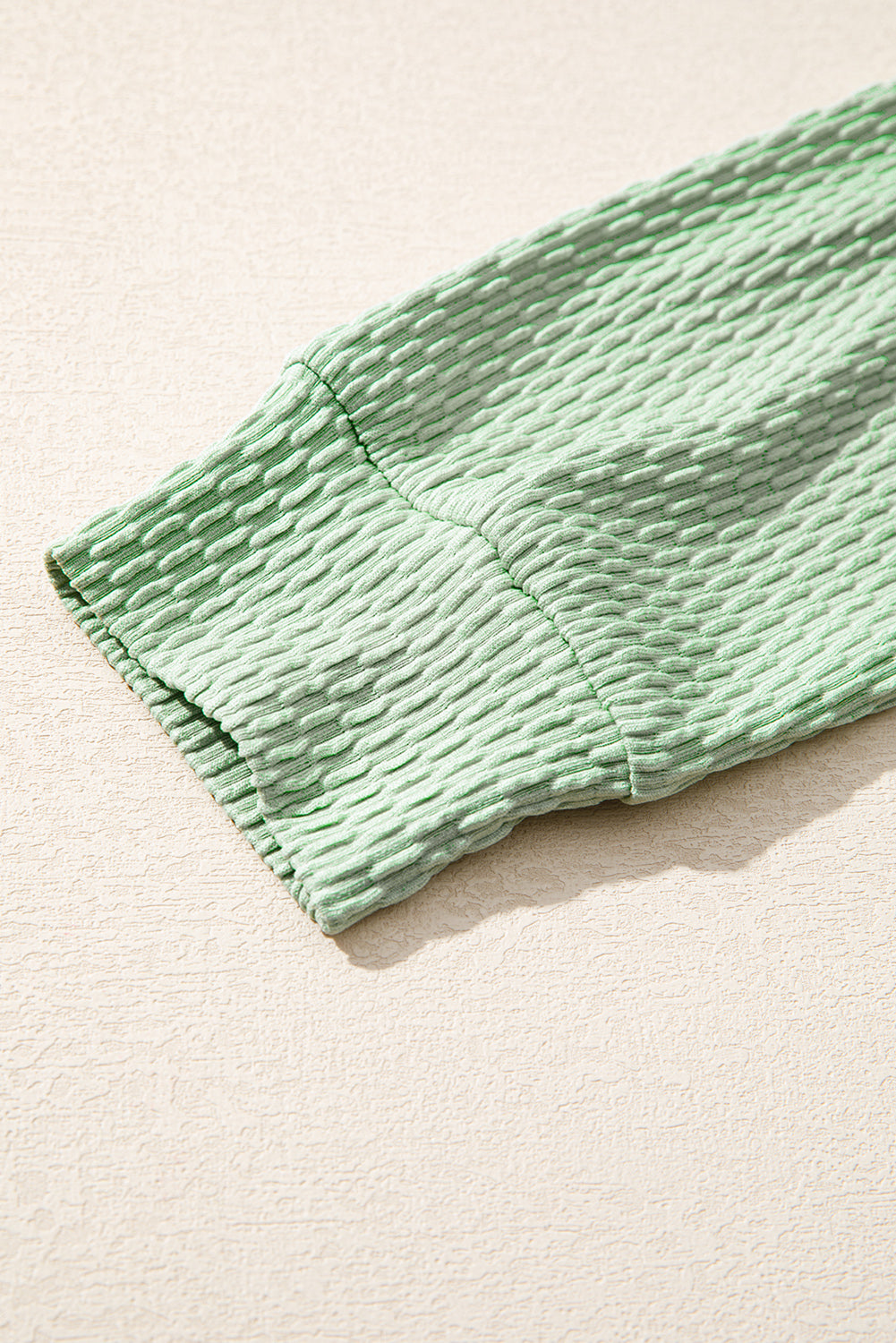 Meadow Mist Green Textured Colorblock Sleeve Henley Sweatshirt