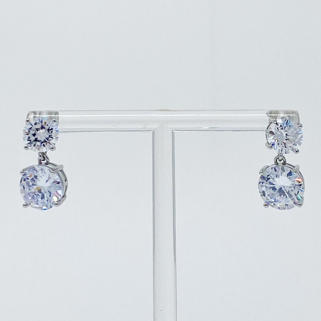 Double Diamond Dangle Earrings-3