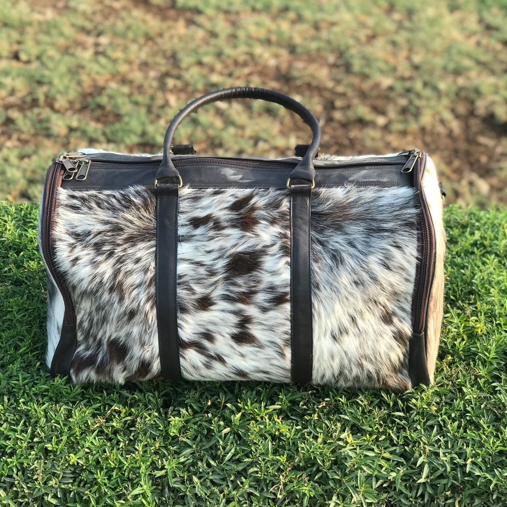 Authentic Cowhide Leather Duffel Bag, Medium Size,  Unforgettable Birthday or Anniversary Gift