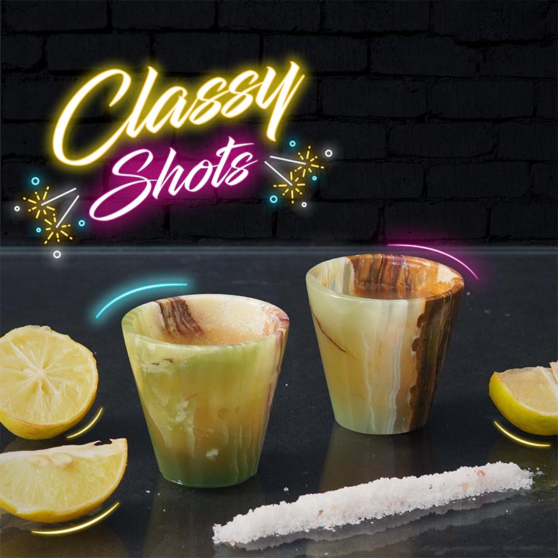 2” Marble Shot Glasses For Drinking Wine, Beer & Vodka