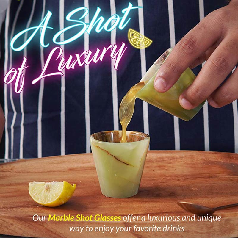 2” Marble Shot Glasses For Drinking Wine, Beer & Vodka