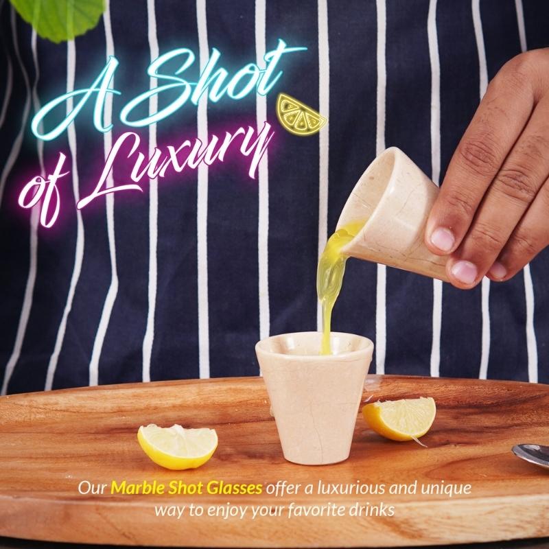 2” Marble Shot Glasses For Drinking Wine, Beer & Vodka