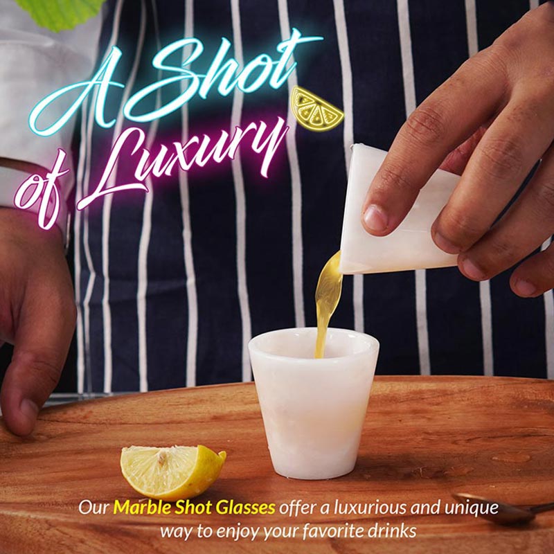 2” Marble Shot Glasses For Drinking Wine, Beer & Vodka