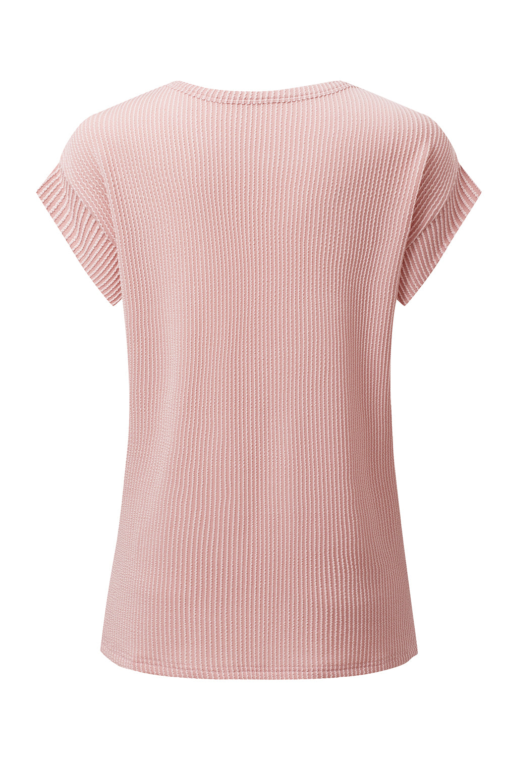Sepia Rose Twisted Ribbed Textured Plain T Shirt
