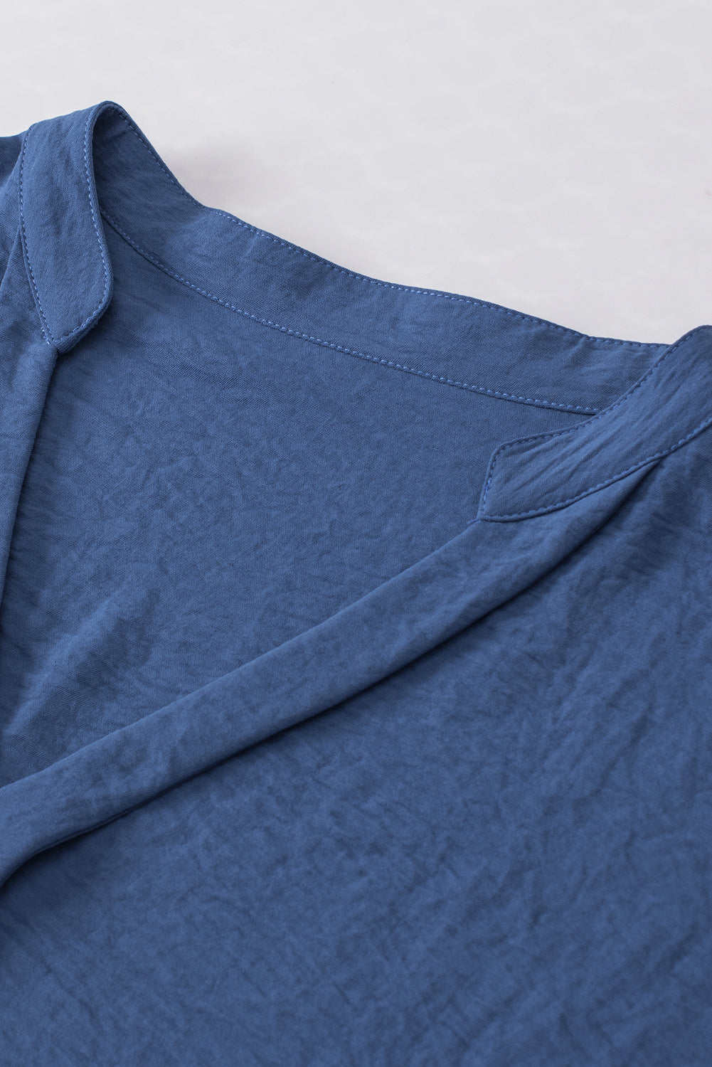 Sail Blue Notched Neck Batwing Sleeve Blouse