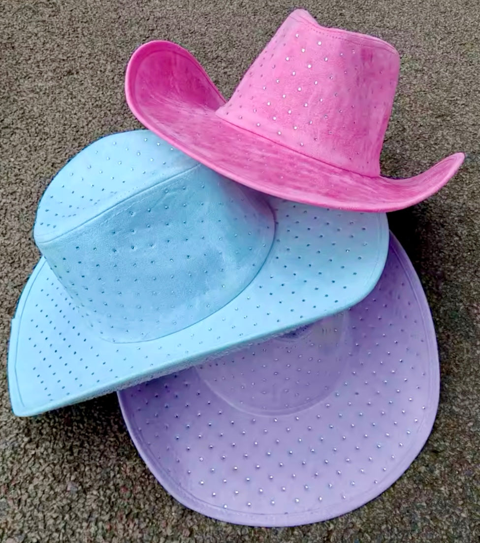 Diamond Embellishment Vegan Suede Cowboy Hat - Adjustable Fedora Style, Unisex, 56-58cm, Ethical & Cruelty-Free, Adjustable Straps Inside-2