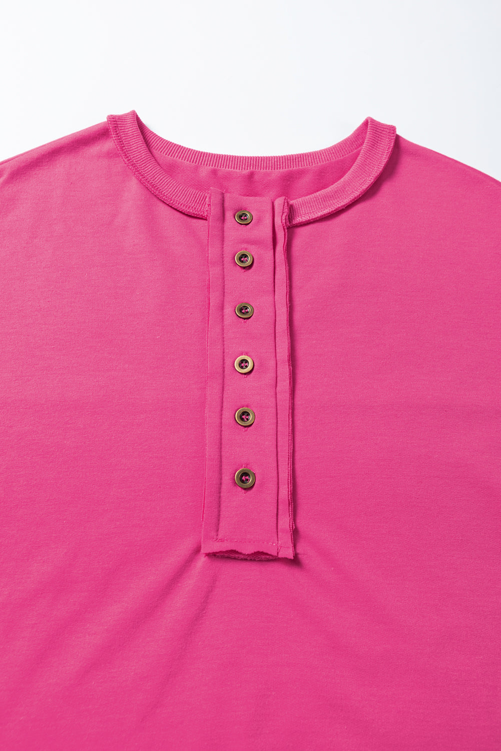 Aliana Exposed Seam Button Neck Wide Sleeve Tunic Top-3