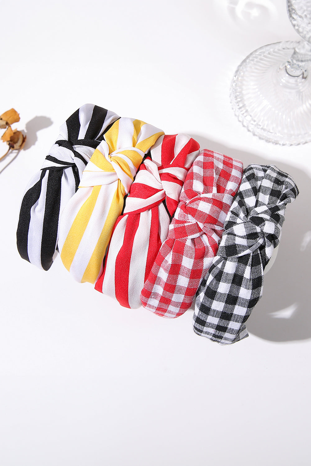 Fiery Red Classic Plaid Pattern Knotted Hairband