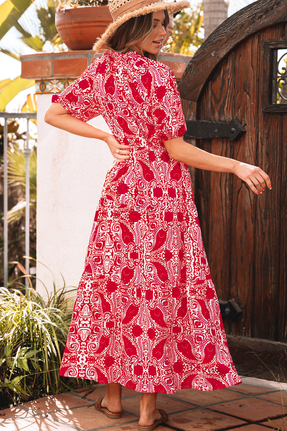 Raquel Paisley Side Slit Maxi Dress-1