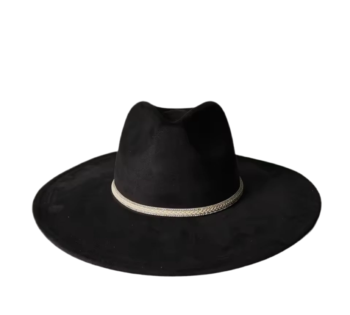 Dazzleme Suede Wide Brim Fedora Hat - Vegan Suede Material, Adjustable Straps, 10cm Brim, 12cm Height, Unisex Fashion Accessory-1