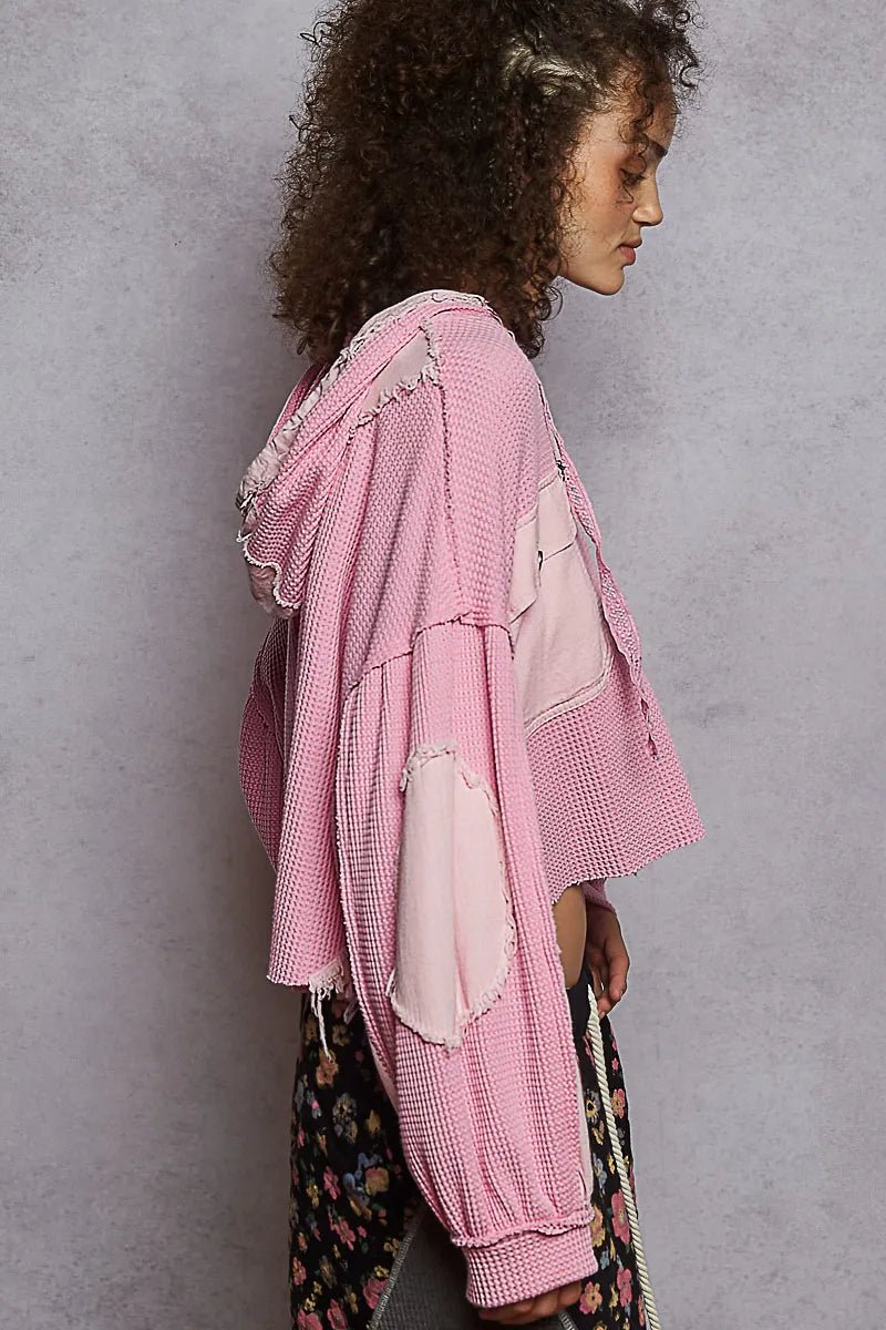 Raw Hem Cropped Hooded Jacket