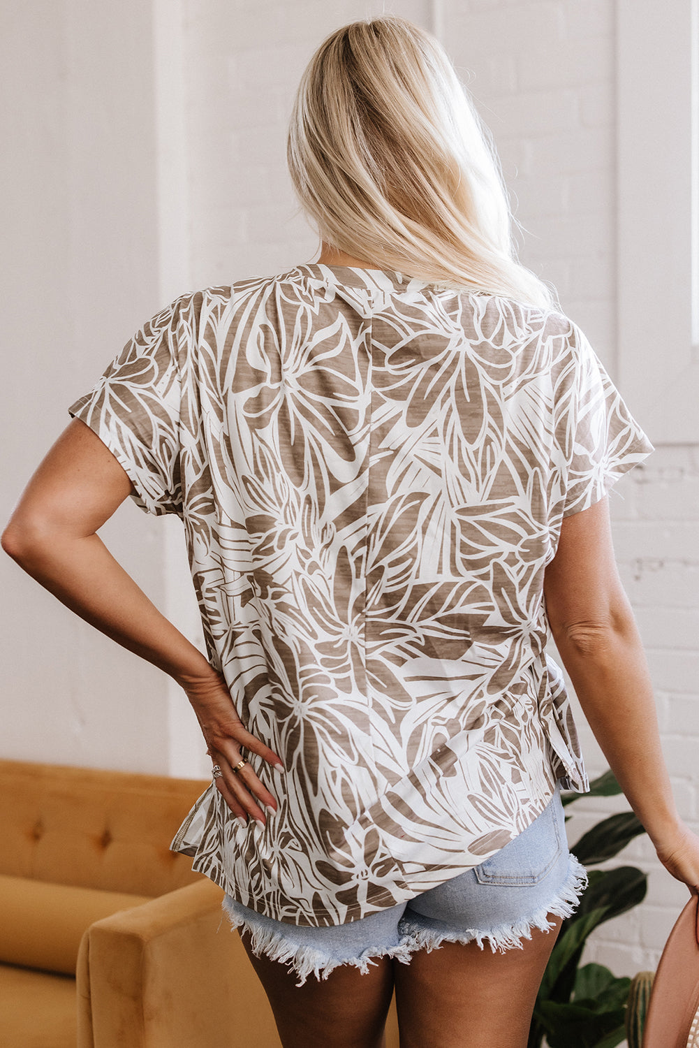 Karter Floral V Neck Short Sleeve Loose Fit Blouse-1
