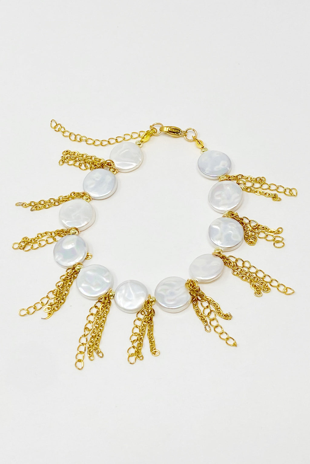 Chain Fringe Shell Pearl Bracelet-1