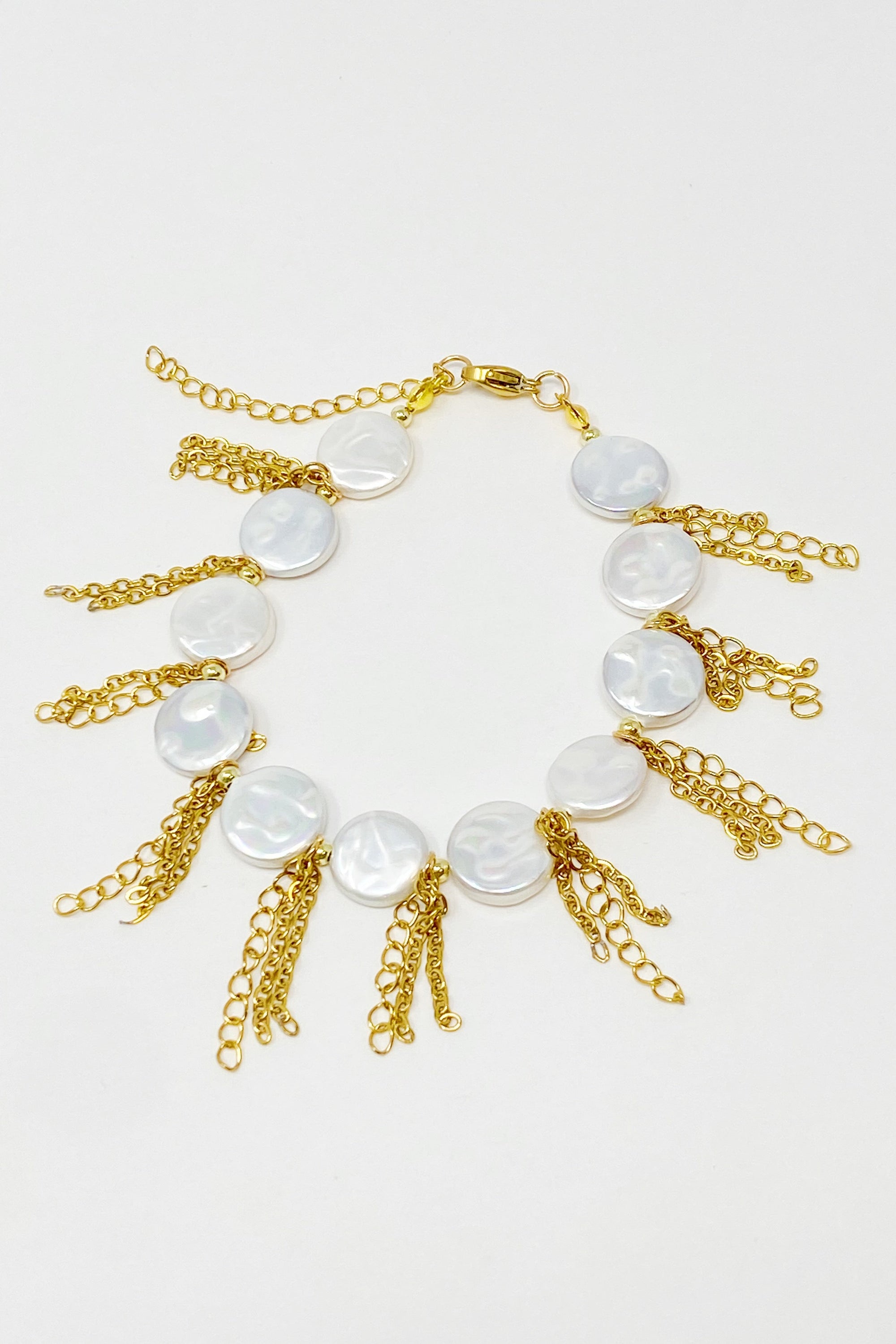 Chain Fringe Shell Pearl Bracelet-1