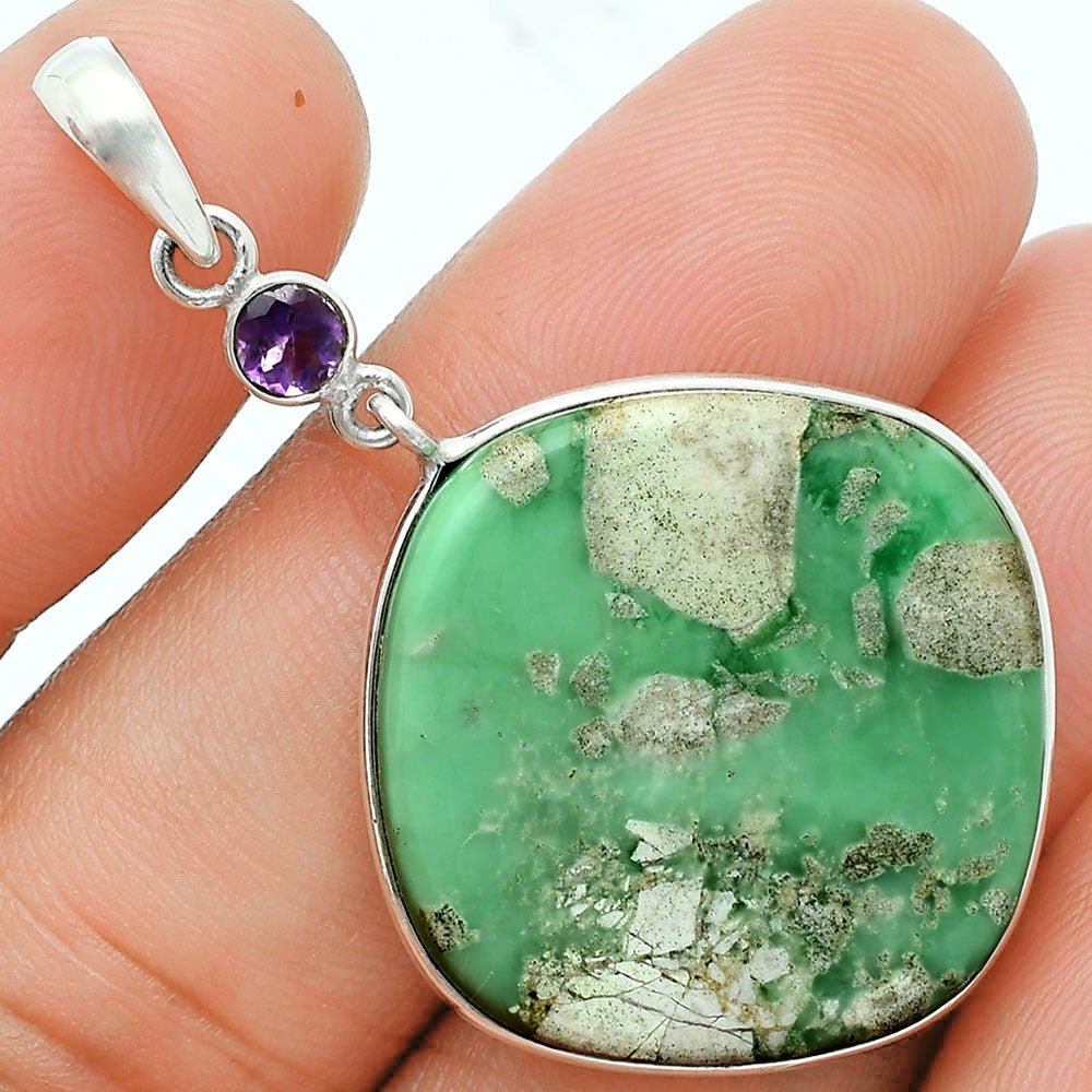 Premium Quality Utah Variscite & Amethyst Pendant Earrings Set T-1010 40-ET10108-2