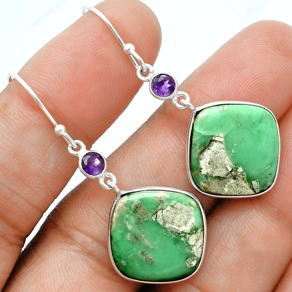 Premium Quality Utah Variscite & Amethyst Pendant Earrings Set T-1010 40-ET10108-1