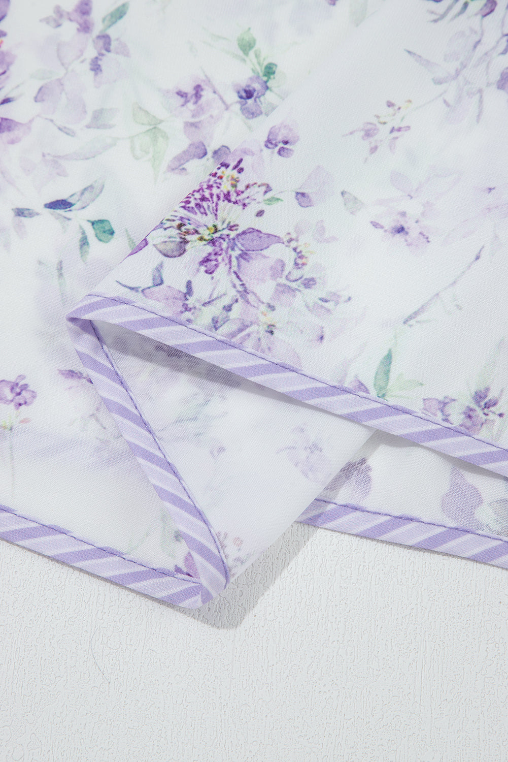 Purple Floral Print Split Neck Plus Size Top