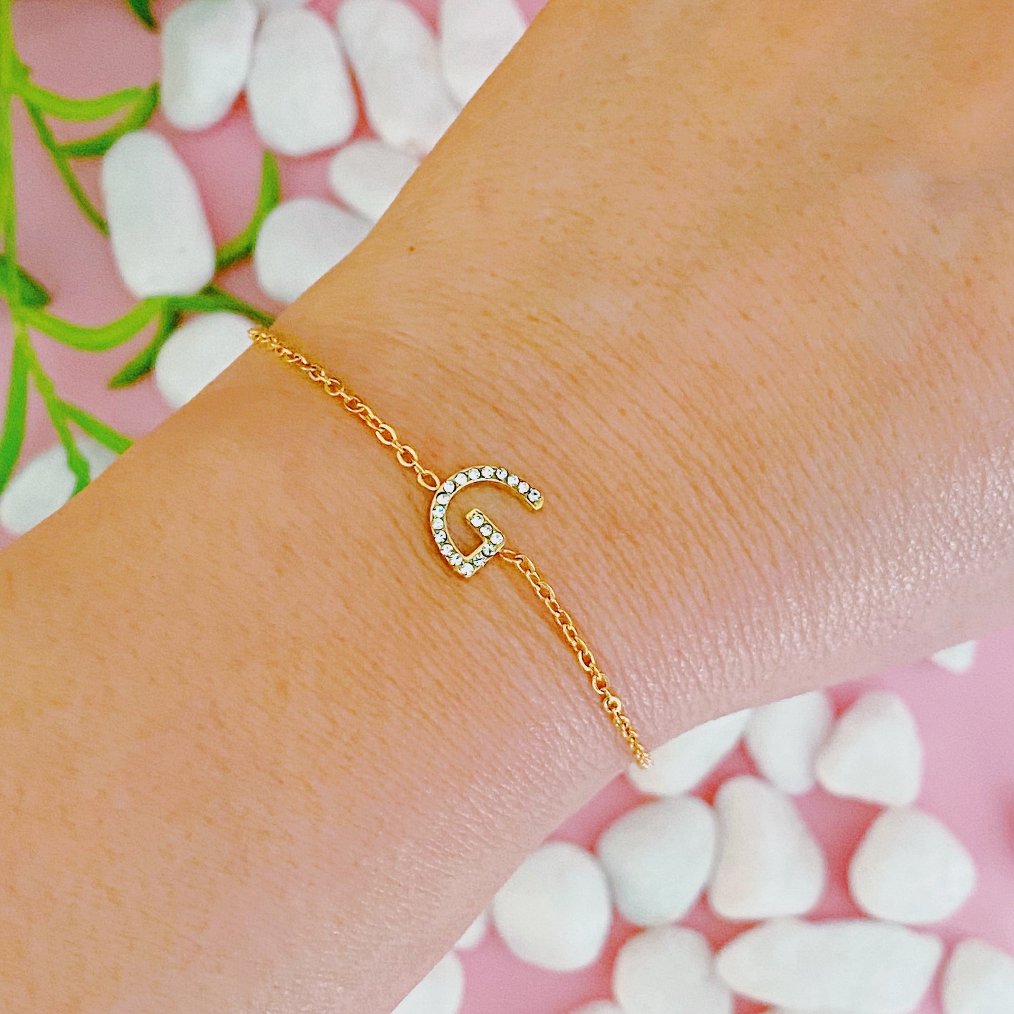 Dainty Sparkle Initial Bracelet-10