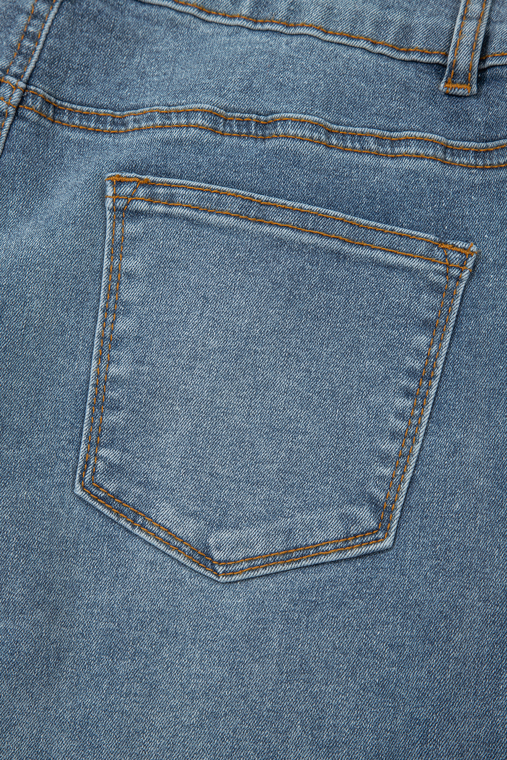 Dusk Blue Buttoned High Waist Piping Trim Flared Jeans