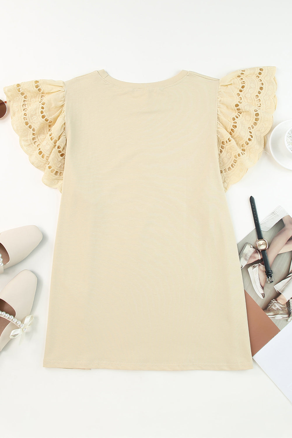 Apricot Plus Size Flutter Sleeve Top