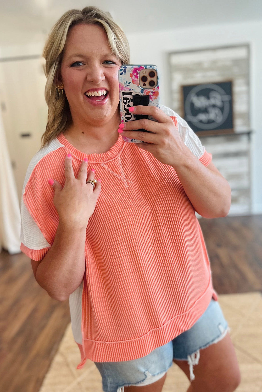 Carrot Twist Rib Colorblock Plus Size Top