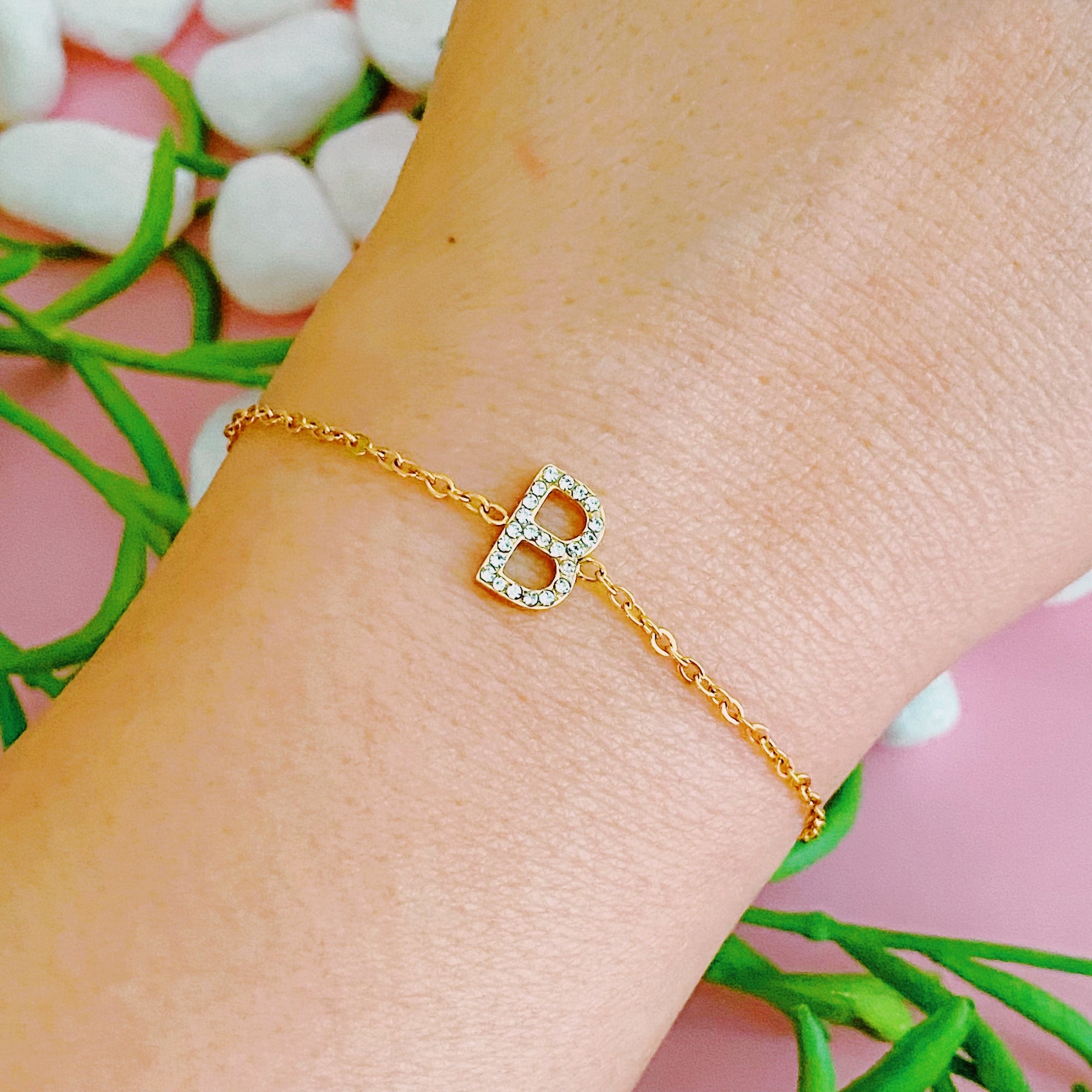 Dainty Sparkle Initial Bracelet-6