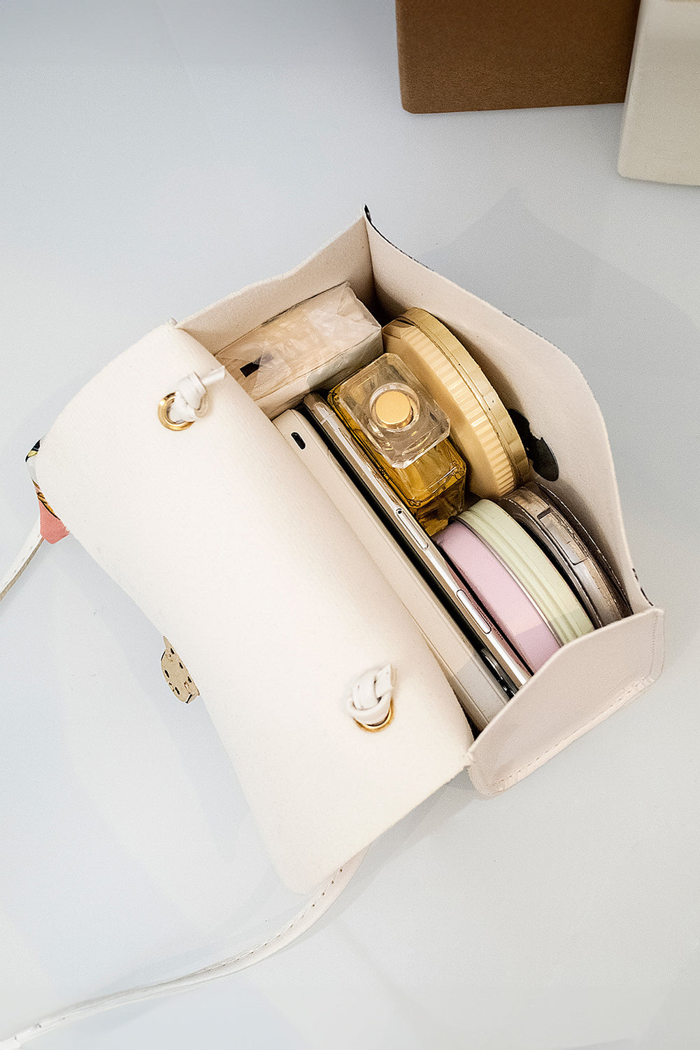 White Cow Pattern Ribbon Decor PU Leather Bag