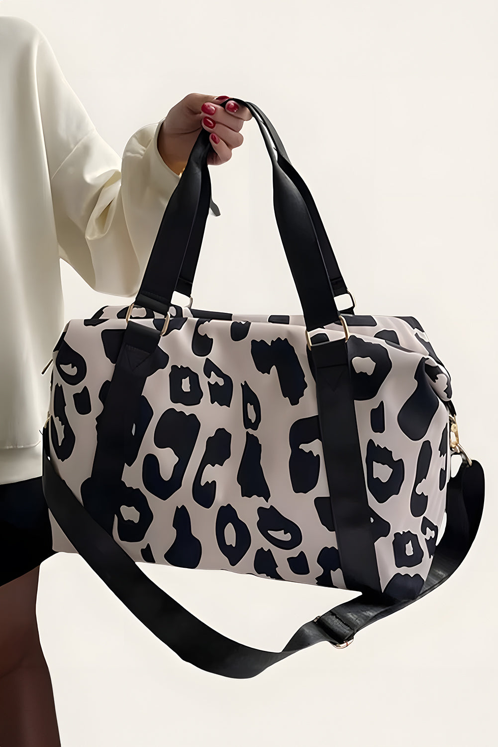 Black Leopard Print Luggage Tote Bag