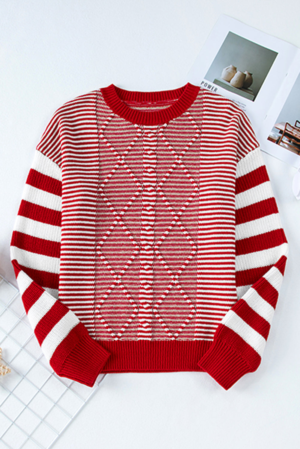 Emily Stripe Textured Sweater-3