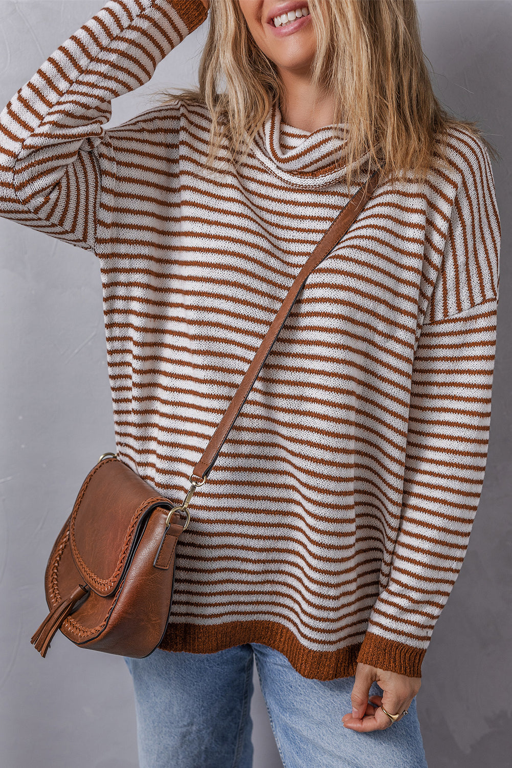 Alaia Striped Turtleneck Loose Sweater-2