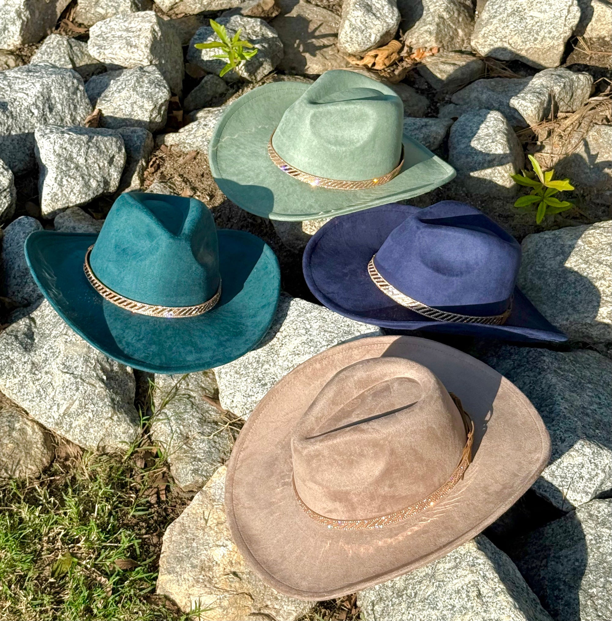 Rose Gold Suede Cowboy Hat-1