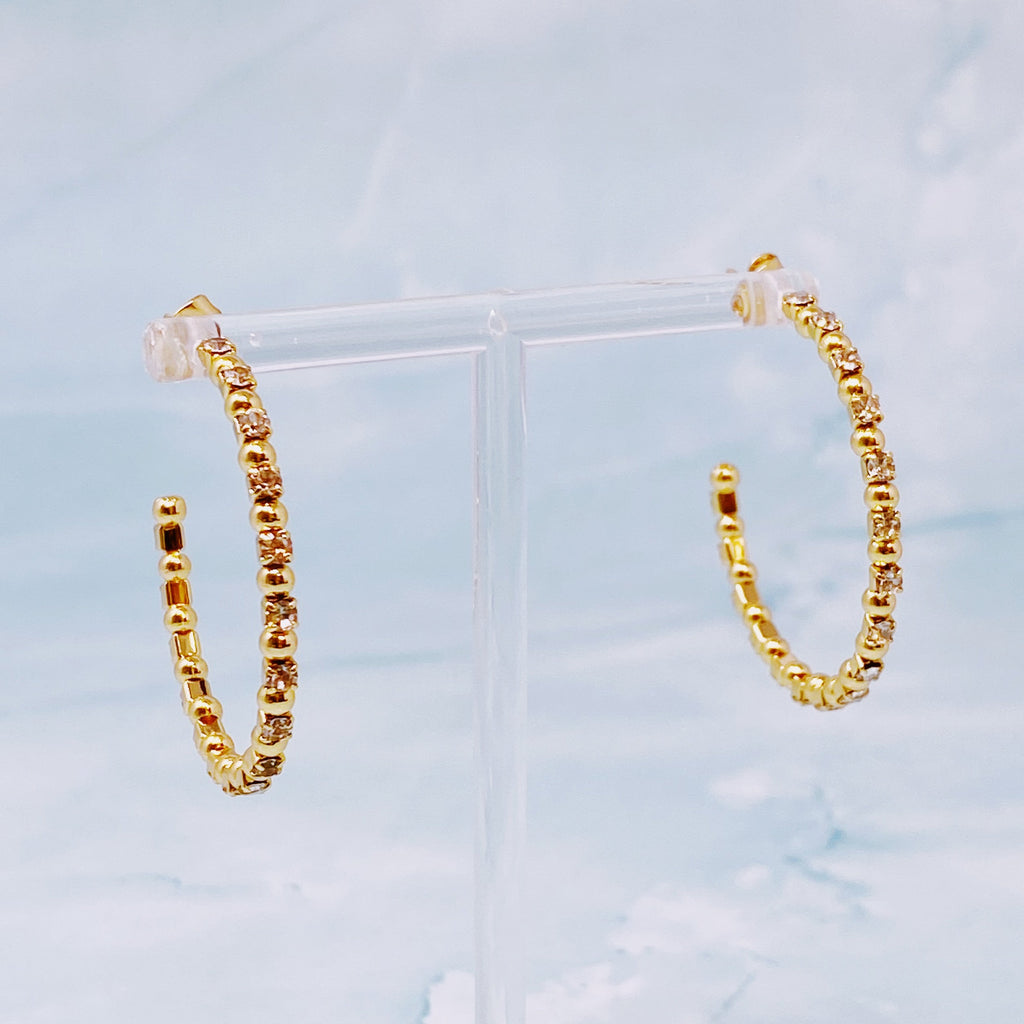Ball And Jewel Hoop Earrings-3