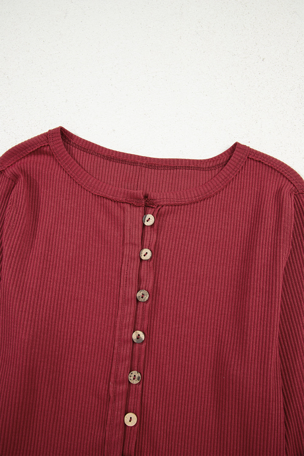 Red Dahlia Ribbed Exposed Seam Button Front Cardigan