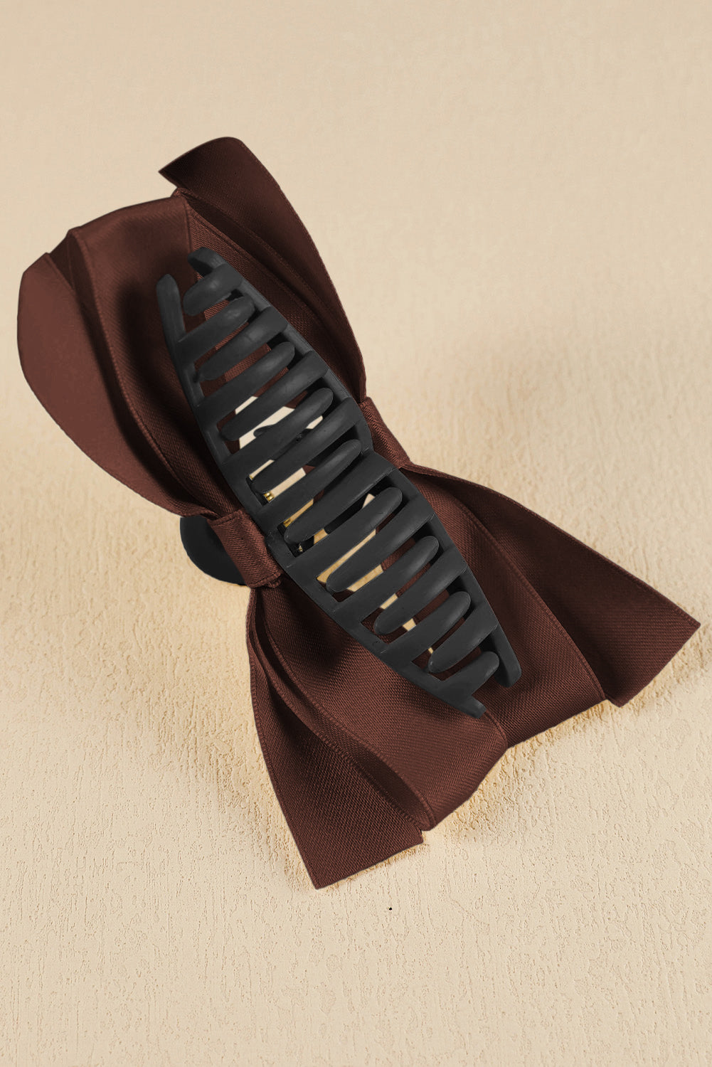 Coffee Solid Color Ribbon Bow Decor Hair Clip