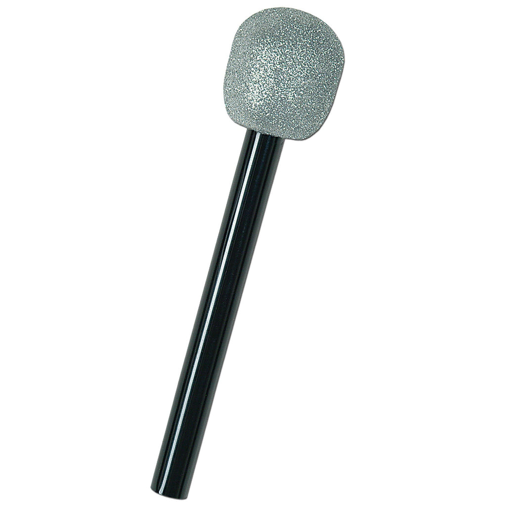 Silver and Black Glittered Microphone Costume Prop Accessory