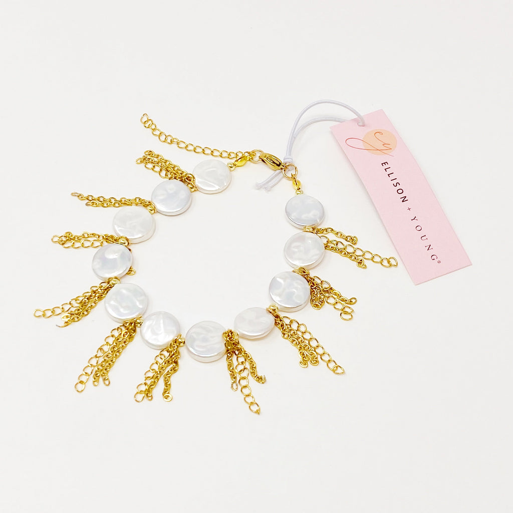 Chain Fringe Shell Pearl Bracelet-2