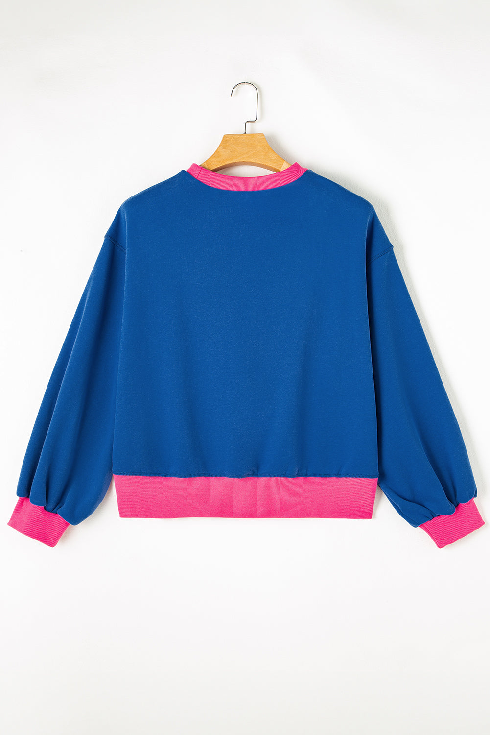 Blue Football and Bow Graphic Contrast Trim Drop Shoulder Sweatshirt