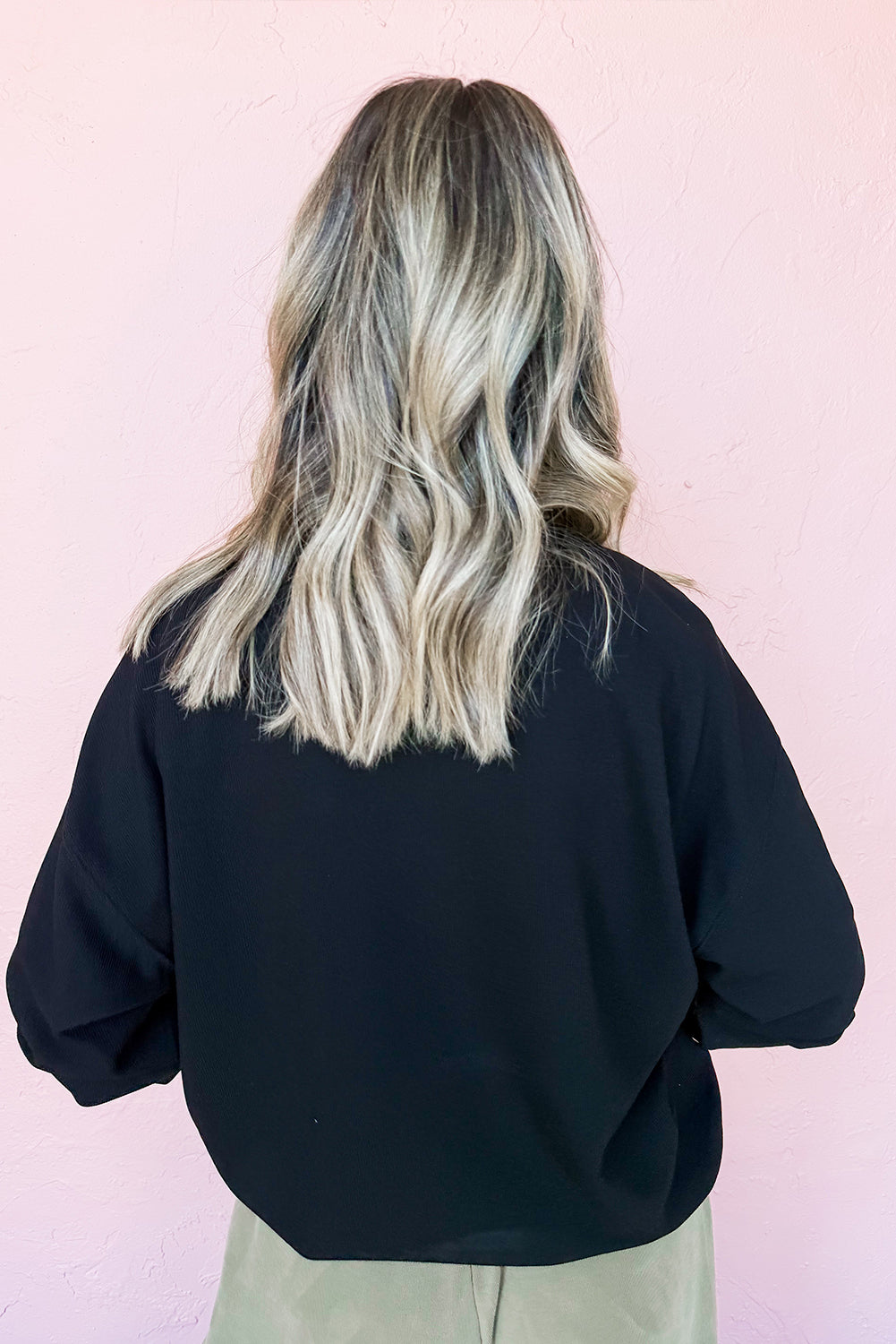 Black Sequin Halloween Ghost Patched Drop Shoulder Sweatshirt