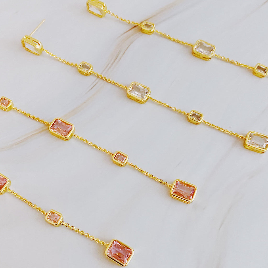 Five Stones Dangle Drop Earrings-3