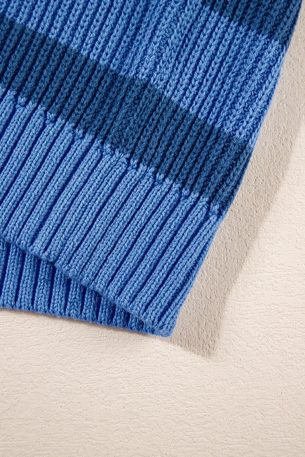 Blue Striped Drop Shoulder Casual Sweater